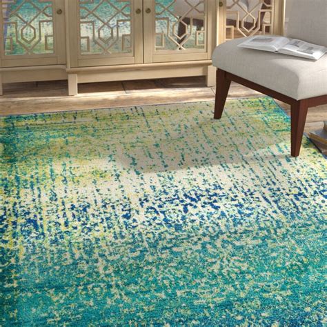 Bungalow Rose Cedro Abstract Bluegreen Area Rug And Reviews Wayfair