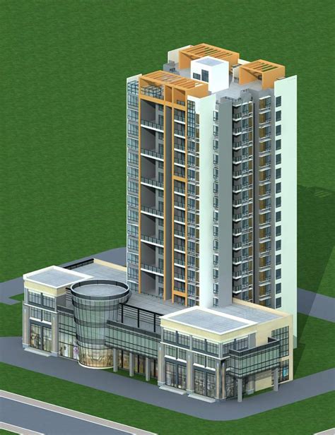 现代高层住宅楼及商业3dmax 模型下载 光辉城市