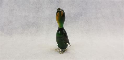 Murano Glass Duck Figurine Sommerso Art Glass Duckling Etsy