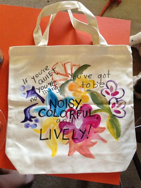 Colorful Hand Painted Canvas Tote Bag By Gracelangdon On Etsy 15 00 Painted Canvas Bags