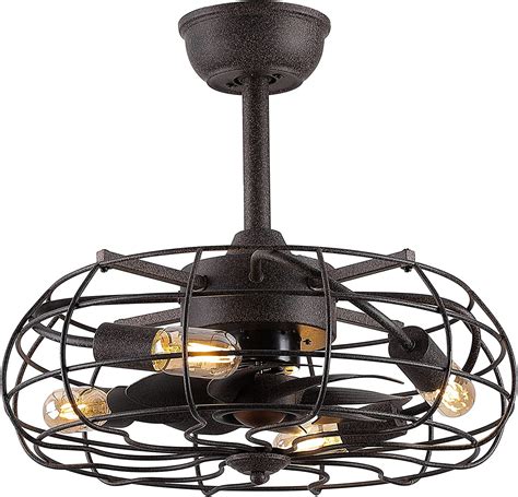 Buy Asyko 20 Industrial Caged Ceiling Fan With Lights Modern