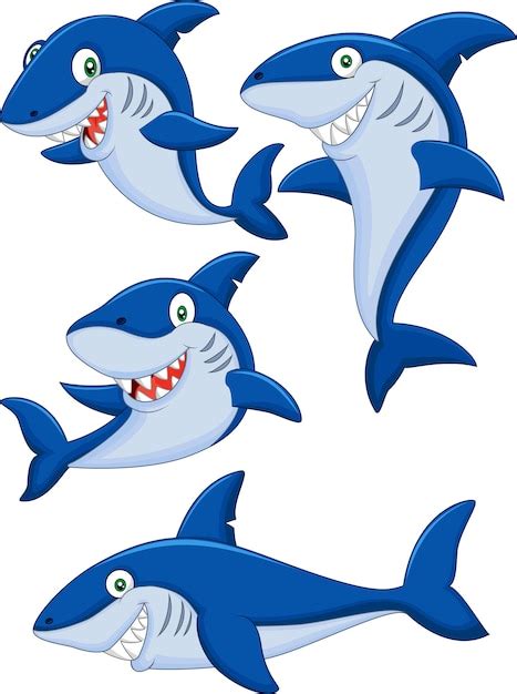 Conjunto De Tiburones De Dibujos Animados Vector En Vecteezy The Best