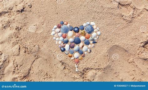 Heart Made Of Seashells On The Beach Stock Image Image Of Heart