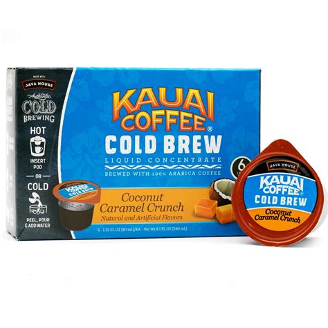 Kauai Cold Brew Coffee Pods Coconut Caramel Crunch 6 Count