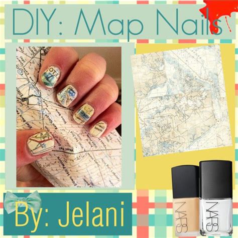 diy map nails by the tip squad liked on polyvore map nails diy map map