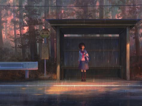 1152x864 Rain Anime Girl Bustand 4k 1152x864 Resolution Hd 4k