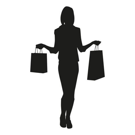 Clip Art Illustration Of The Silhouette Of A Woman With Shopping