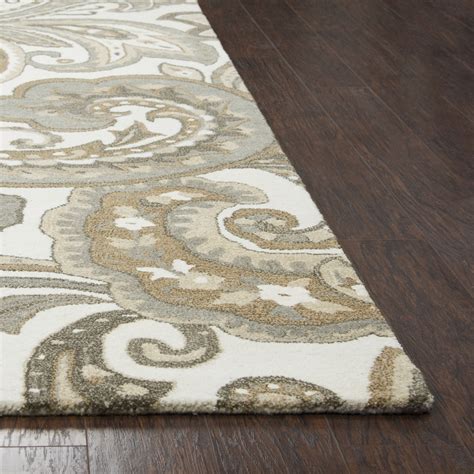 Suffolk Elegant Paisley Wool Area Rug In Beige And Natural