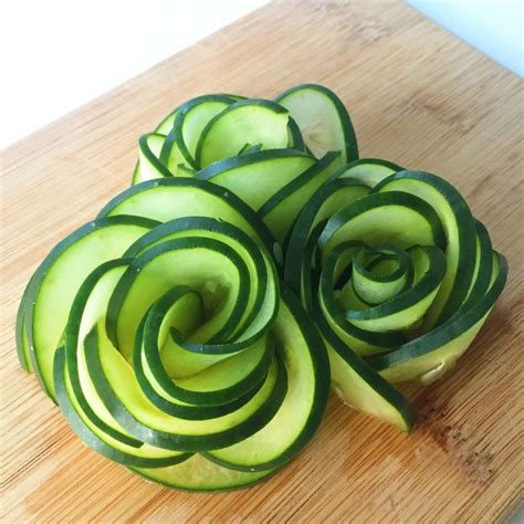 Cucumber Rose Wtutorial Food Garnishes Easy Food Art Fruit And