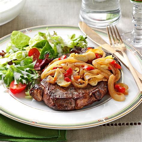 The beef steak recipe is made from the meat of cows , the meat is taken from the muscle fibers, potentially including a. Artichoke Beef Steaks Recipe | Taste of Home