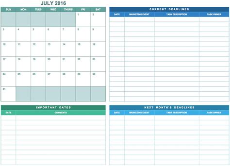 An editorial calendar helps with goal planning. 9 Free Marketing Calendar Templates for Excel - Smartsheet