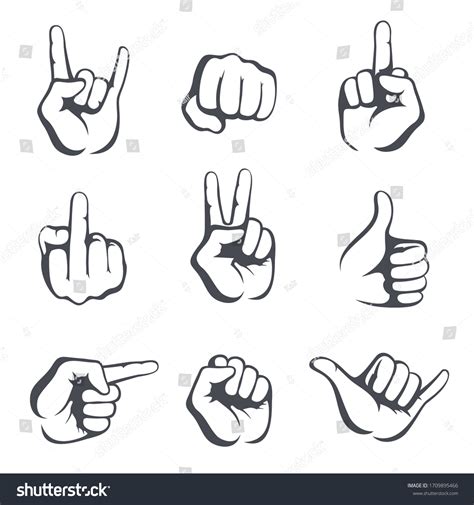 Different Vector Collection Signs Hand Gestures Stock Vector Royalty