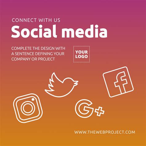 Connect With Us Through Social Media Editable Template Social Media
