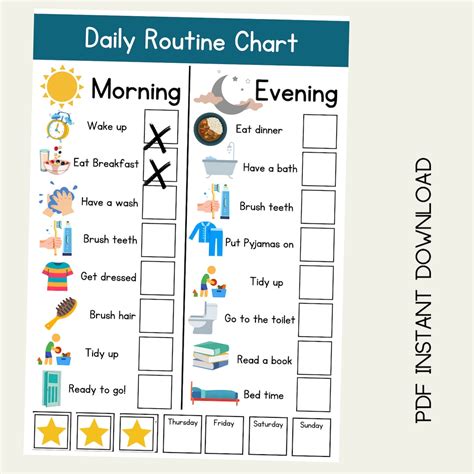 Daily Routine Chart Home School Autism Special Needs Children Kids Day