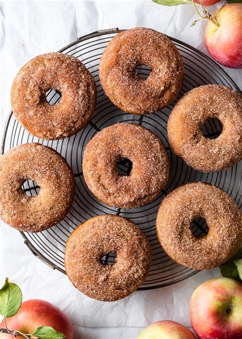 Homemade Baked Apple Donuts Coated With A Sweet And Crunchy Cinnamon