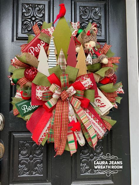 Christmas Wreath Traditional Christmas Wreath Holiday Wreath Front