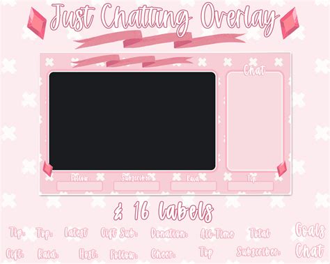 Cute Pink Overlay Set Twitch Streamer Overlays And Scenes Etsy