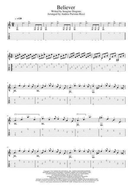 Believer Imagine Dragons Fingerstyle Solo Guitar Tab Guitar
