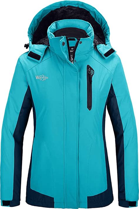 wantdo women s waterproof ski jacket warm winter coats windproof fleece rain jackets