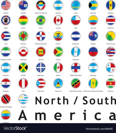Americas Round Flags Royalty Free Vector Image