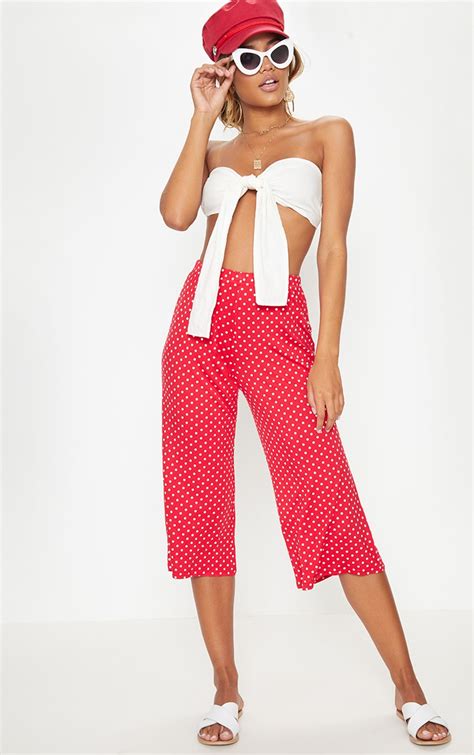 Red Polka Dot Culotte Trousers Prettylittlething