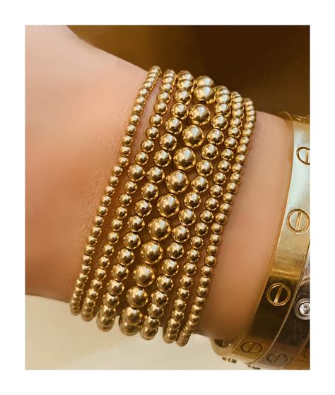 Amazon Com Gold Bead Bracelet 14K Yellow Gold Filled Beaded Ball