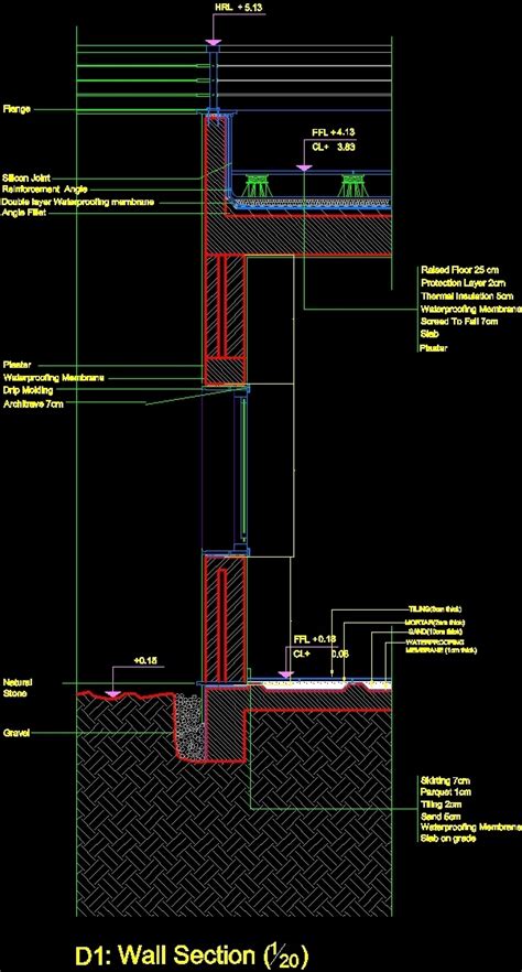 Detail Of Wall Section Autocad File Cadbull