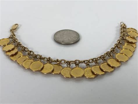 14k Yellow Gold Coin Ladies Bracelet 133g