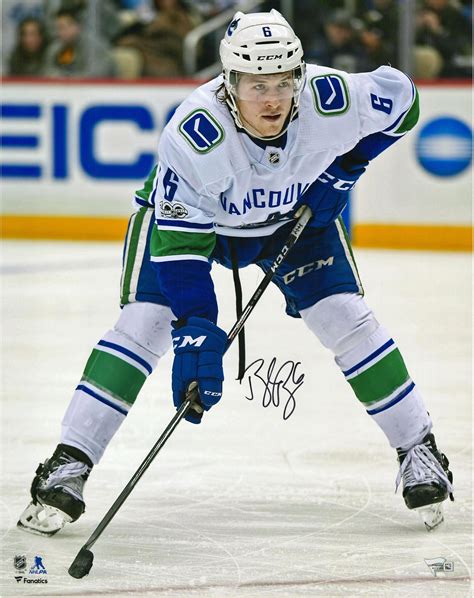 brock boeser vancouver canucks autographed 16 x 20 face off photograph