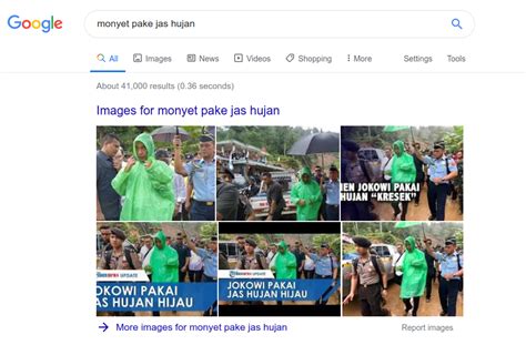 Banyak orang bingung mau pake jas hujan apa jaket hujan. Kenapa pencarian "monyet pake jas hujan" yang muncul Pak Jokowi? - Sutriman.com