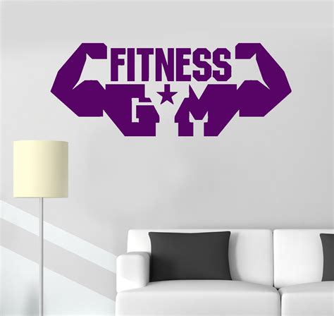 Vinyl Wall Decal Gym Fitness Sports Bodybuilding Muscles Stickers