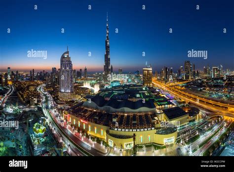 United Arab Emirates Dubai The Burj Khalifa Elevated View Looking