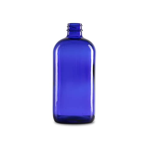 16 Oz Blue Boston Round Glass Bottle