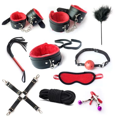 sex bondage set hand cuffs footcuff collars whip rope erotic sex toys for couples women nipple