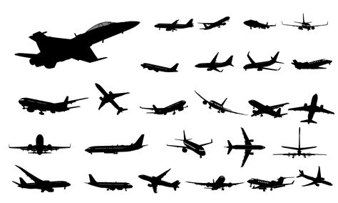 Set Of Various Airplane Silhouette Vector 15806021 Vector Art At Vecteezy
