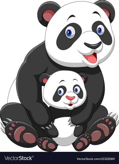 Mother And Baby Panda Vector Image On Vectorstock Cute Cartoon