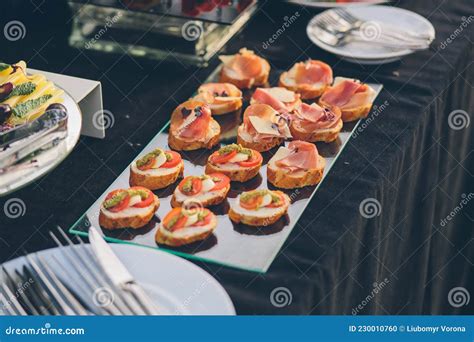Photo Of Snacks On A Buffet Banquet Table Cold Snack Dishes Stock Photo