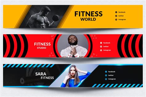 Fitness And Gym Youtube Banner Social Media Templates Creative Market