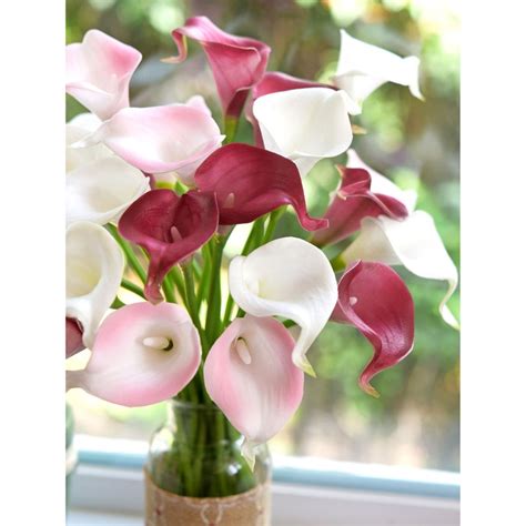 Fiveseasonstuff 10 Stems Real Touch Mystery Rosy Red Calla Etsy