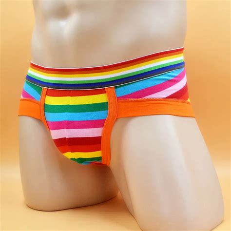 Men Stripe Underwear Rainbow Color Cotton Men S Briefs Pouch Boy