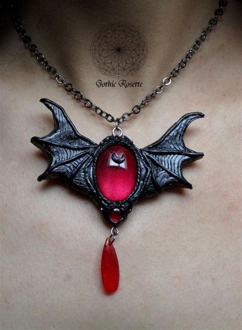 Gothic Necklace Bat Necklace Vampire Jewelry Polymer Clay Etsy