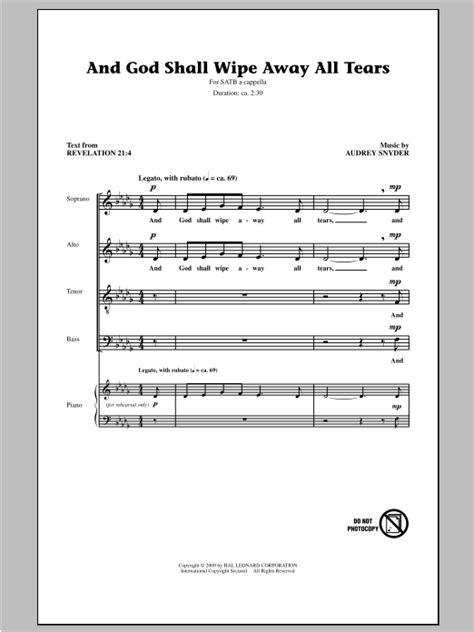 And God Shall Wipe Away All Tears Partitions Audrey Snyder Choeur Satb