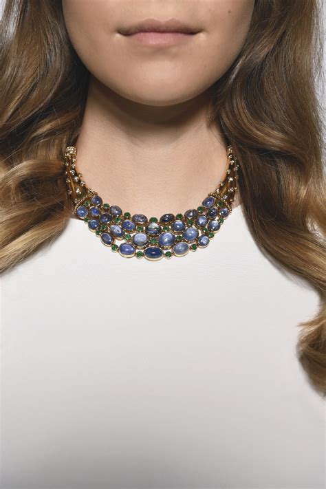 449 18 Karat Gold Sapphire Emerald And Diamond Necklace René Boivin After A Design By