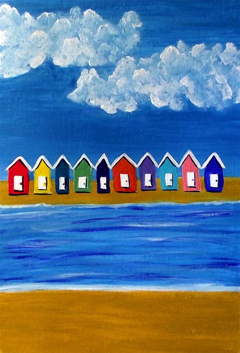 Beach Huts Painting By Sandy Wager Fine Art America