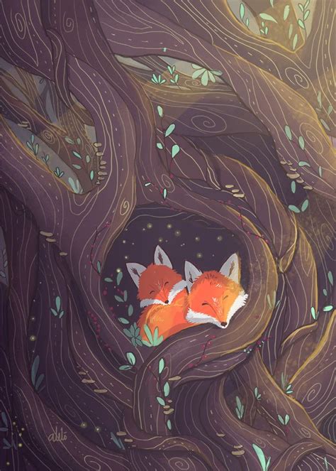 Foxes Art Foxdrawing Illustration Thehope Whimsical Art Cute