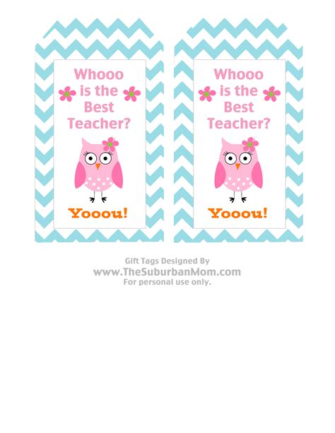 Teacher Appreciation Basket Free Owl Printable Tag Thesuburbanmom