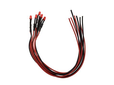 5x 3mm Red Diffused Pre Wired Led 9v ~ 12v 5 Pieces Bright Components