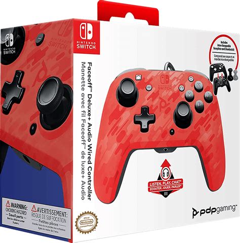 Faceoff Deluxe Audio Wired Controller Red Camo Ns Switchnew