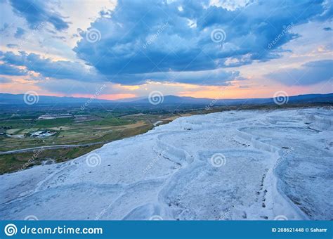 Landscape Of Pamukkale Turkey Sunset Stock Photo Image Of White