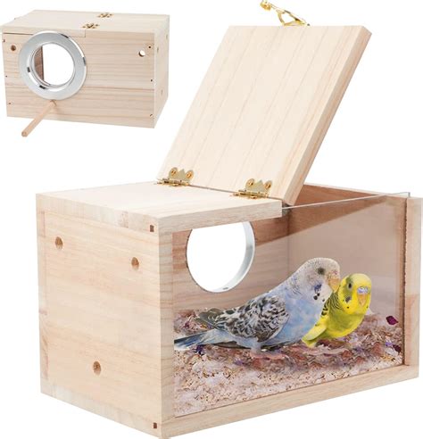 Gindoor Parakeet Nesting Box Transparent Bird House For Cage Natural